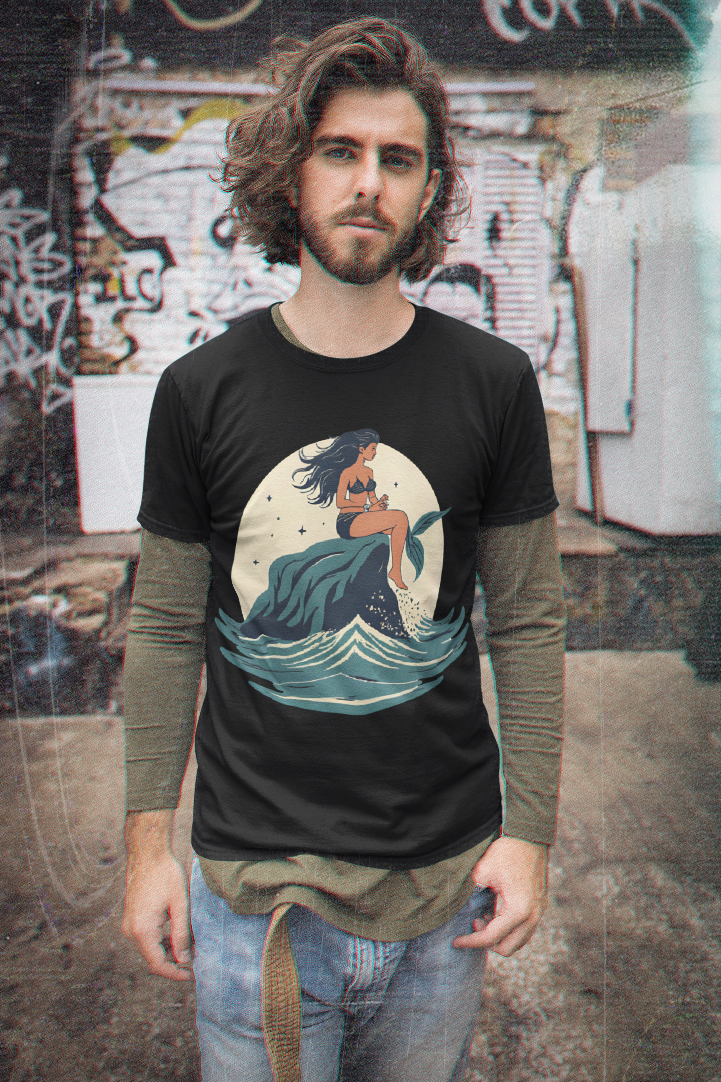 La Sirena Perdida - Camiseta Unisex Negra o Blanca con Estética Vintage