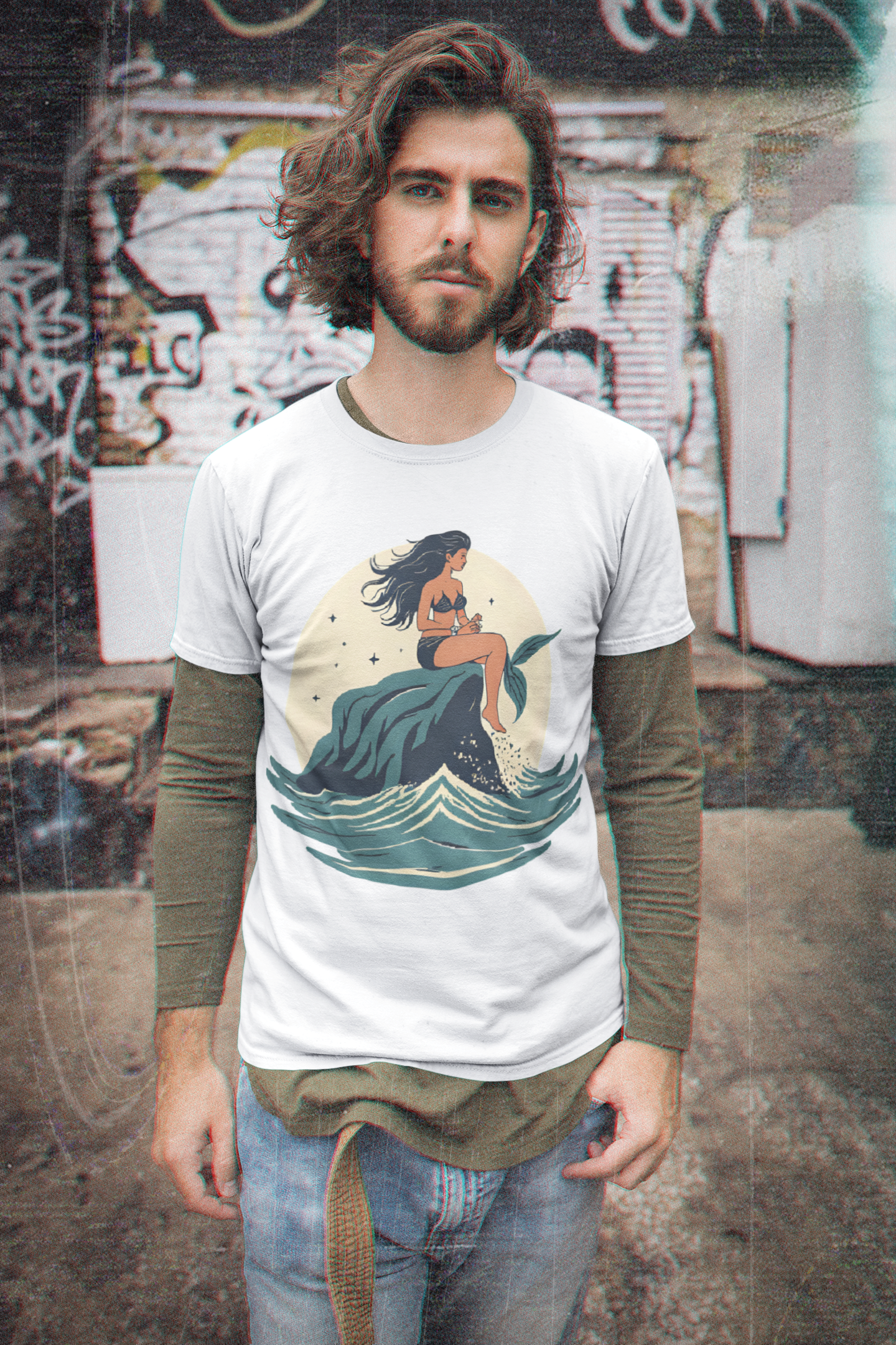 La Sirena Perdida - Camiseta Unisex Negra o Blanca con Estética Vintage