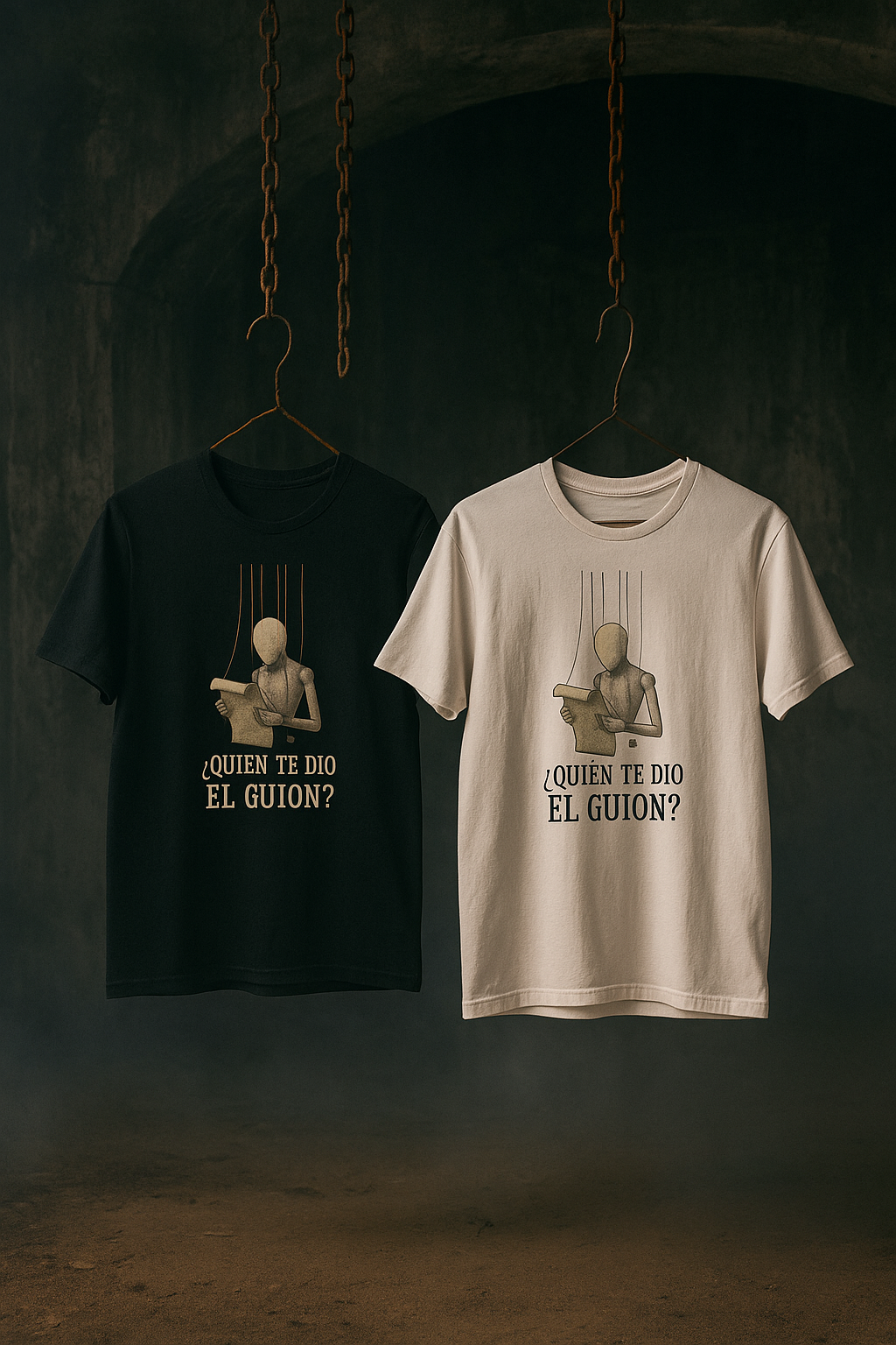 Camiseta Unisex "¿Quién Te Dio el Guion?" - Marioneta y Manuscrito