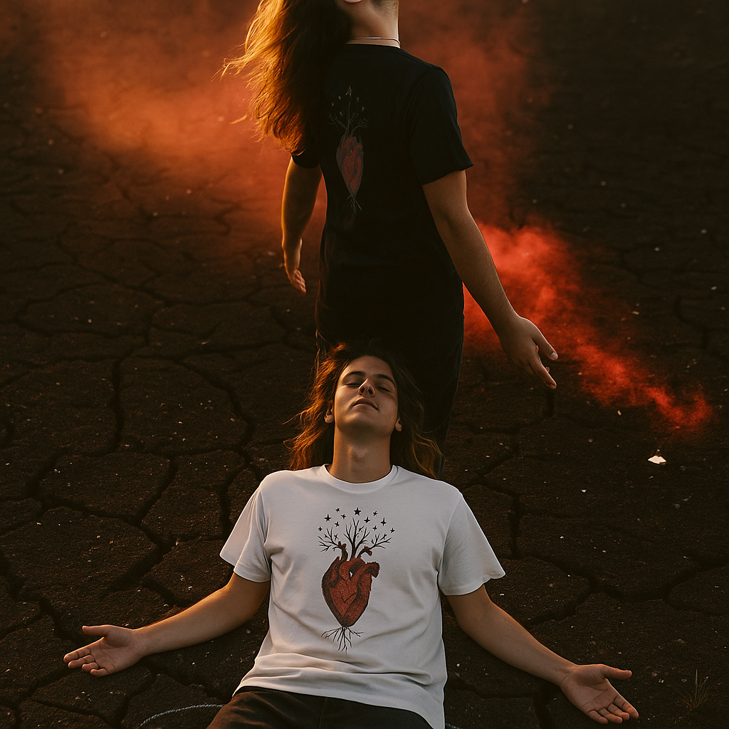 Camiseta  - Corazón con Raíces y Estrellas | Diseño Grunge Simbólico
